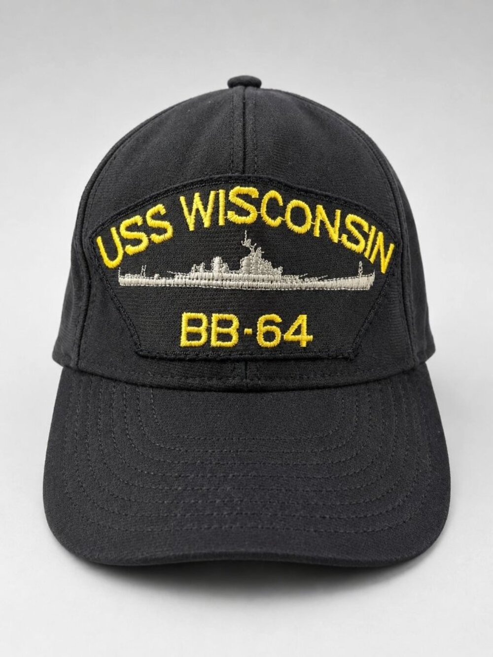 USS Wisconsin BB-64 Hat Navy Battleship Snapback USA Made Military Cap Black